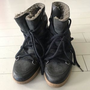Isabel Marant Nowles Shearling wedge boots